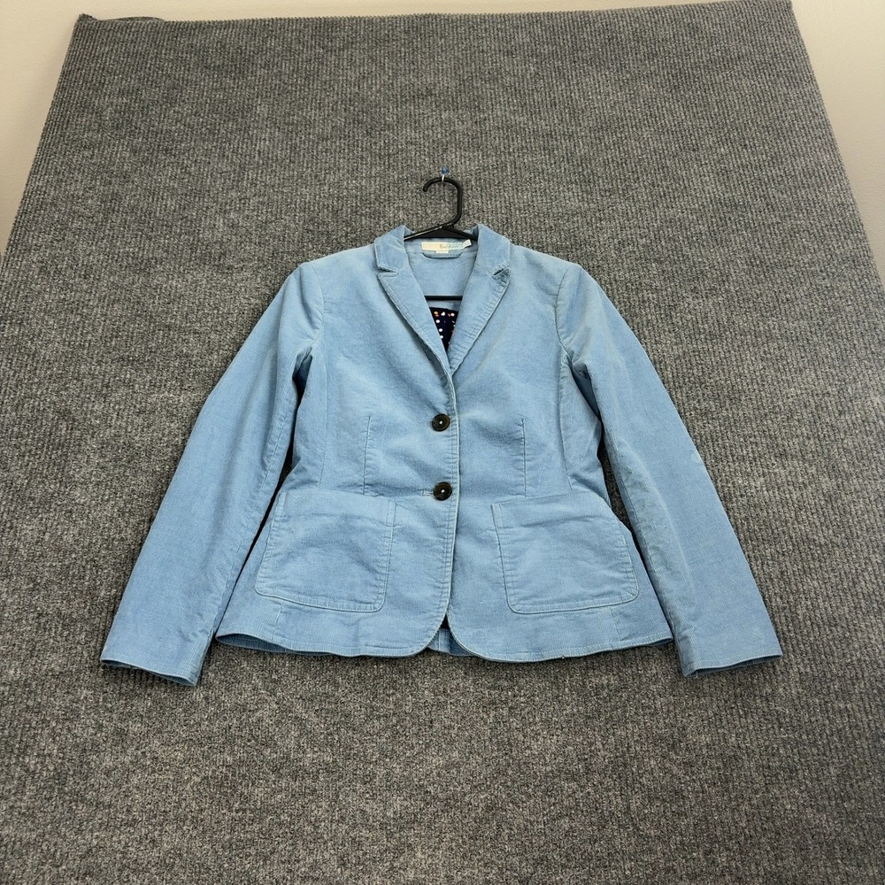 Boden Blazer Womens 4P Blue Cotton Corduroy Polka Dot Lining Casual Professional